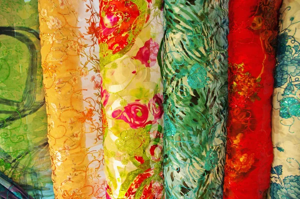 カラフルな中国の絹のサンプル ストックフォト