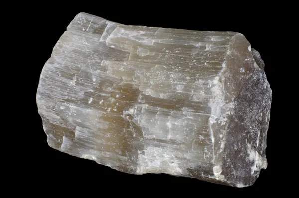 White selenite on black background. — Stock Photo, Image