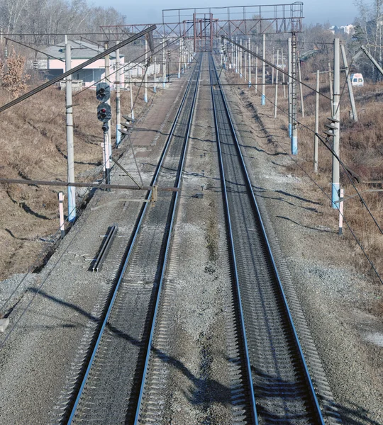 Metalowe torów kolejowych — Zdjęcie stockowe