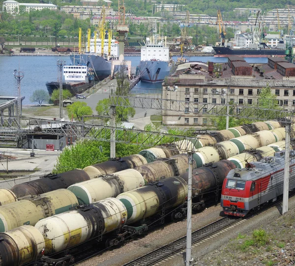 Port and railway station — Stock Image Port and railway station — Stock Photo, Image
