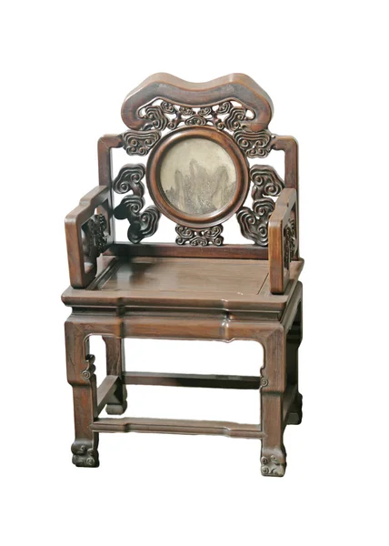 Stare duże drewniane krzesło chiński polerowane — Zdjęcie stockowe