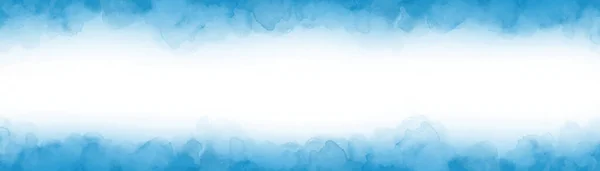 青の背景 白い背景の明るい空の青の境界線のテクスチャ あなた自身のテキスト カラフルなテクスチャの境界線を追加するには白の空白の中心と端に描かれた水彩テクスチャのデザイン — ストック写真