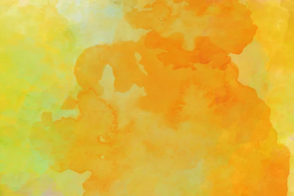 Oranžová Žlutá Akvarel Malované Pozadí Skvrny Kousky Barvy Akvarel Papír — Stock fotografie