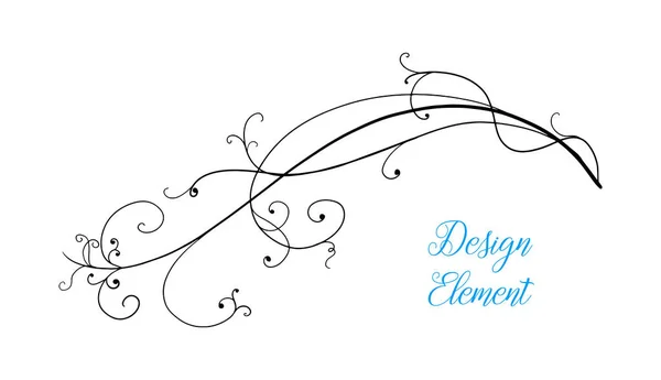 Elemento Design Com Cachos Linhas Extravagantes Elegante Mão Desenhada Florescer — Vetor de Stock