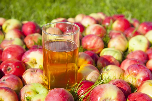Apples with a glass of juice — Stock Photo, Image