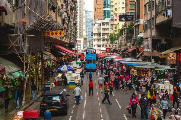 Novembro 2017 Chun Yeung Street Grande Mercado Molhado Com Tramline — Fotografia de Stock