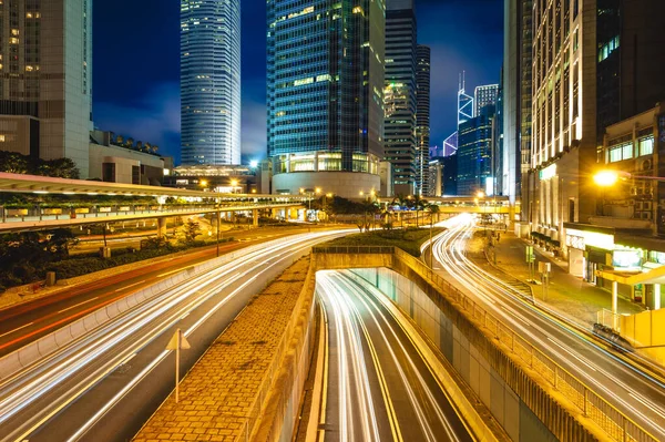 在中国设有交通路线的香港夜景 — 图库照片