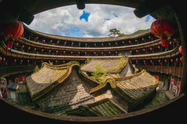Fujian Tulou, Hakka Yuvarlak Evi, Fujian, Çin 'de yer alıyor.