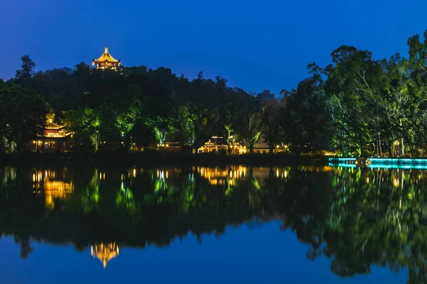 Xihu West Lake Park Belägen Fuzhou Fujian Kina Natten — Stockfoto