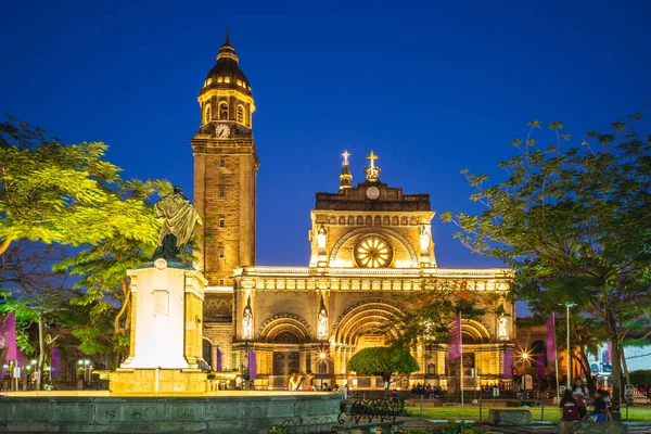 Cattedrale Manila Intramuros Manila Filippine Notte — Foto Stock