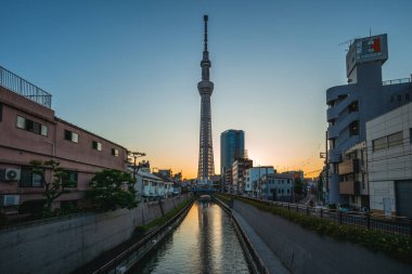 13 Haziran 2019: Tokyo Skytree, Japonya, Sumida 'da bir yayın ve gözlem kulesi. 2010 yılında Japonya 'daki en yüksek yapı haline geldi ve şimdi 634 metreyle dünyanın en yüksek kulesidir..