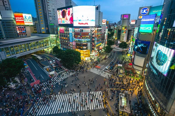 Июня 2019 Года Shibuya Crossing Всемирно Известный Культовый Самый Оживленный — стоковое фото