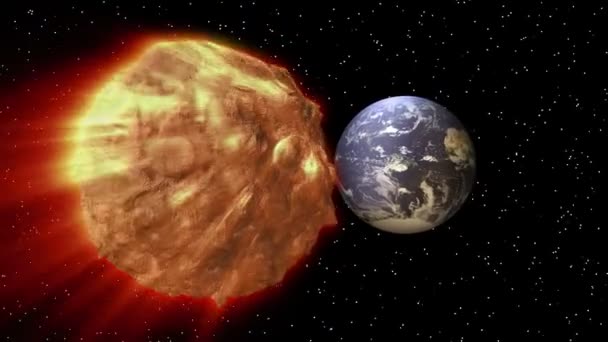 Asteroide - tierra - espacio — Vídeo de stock