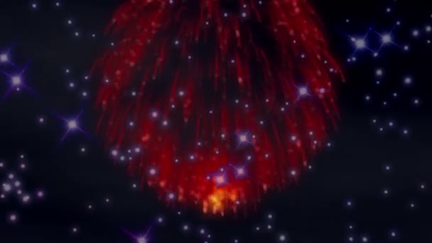 Rotating Fireworks - star sky — Stock Video