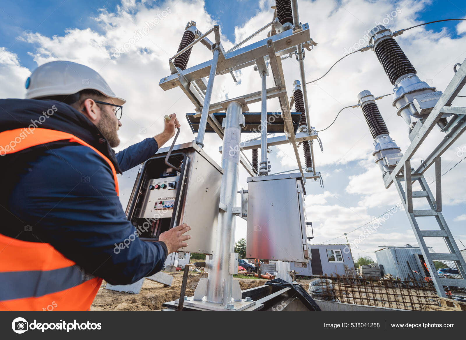 Engineer electrician check the substation construction process Stock Photo by ©Romaset 538041258