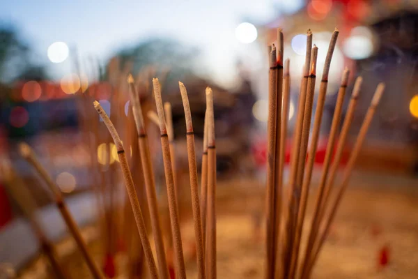 Burning incense sticks at the big Chinese temple — Photo