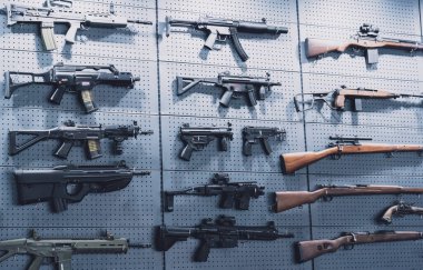 Collection of rifles and carbines on the wall