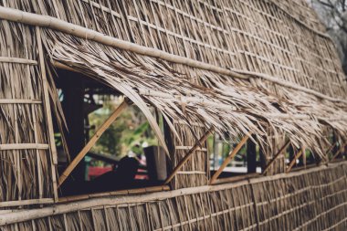 Bambu duvarının veya çitin arka planı ve dokusu.