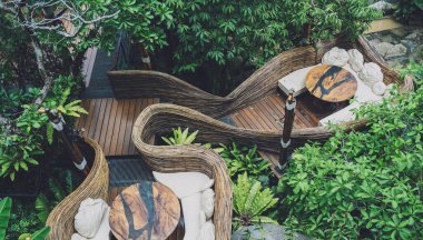 Tayland ormanında güzel bir kafe.