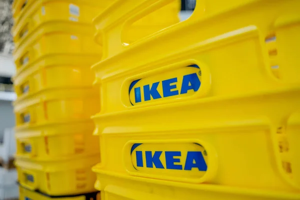 Phuket Thailand June 2022 Tumpukan Kotak Ikea Dengan Logotype — Stok Foto