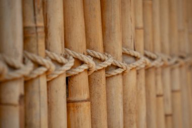 Bambu duvarının veya çitin arka planı ve dokusu.