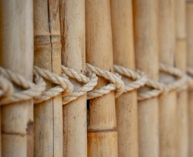 Bambu duvarının veya çitin arka planı ve dokusu.