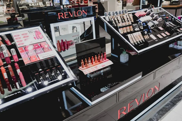 Phuket Thailand May 2022 Rows Revlon Brand Lipsticks Case Supermarket — Zdjęcie stockowe