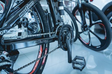 PHUKET, THAILAND - AUGUST 09, 2022: Bicycle in showroom of dealership Hyundai.