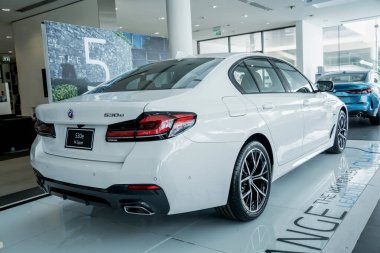 PHUKET, THAILAND - AUGUST 09, 2022: Cars in showroom of dealership BMW.