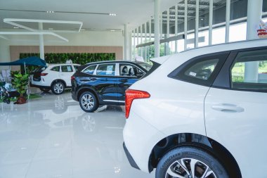 PHUKET, THAILAND - AUGUST 09, 2022: Cars in showroom of dealership Great Wall.