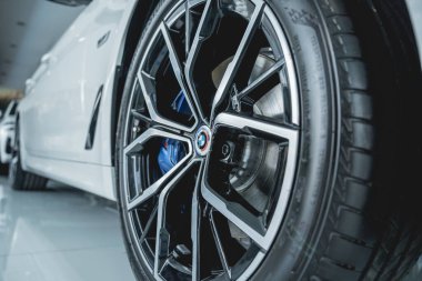 PHUKET, THAILAND - AUGUST 09, 2022: Cars in showroom of dealership BMW.