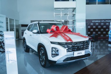 PHUKET, THAILAND - AUGUST 09, 2022: Cars in showroom of dealership Hyundai.