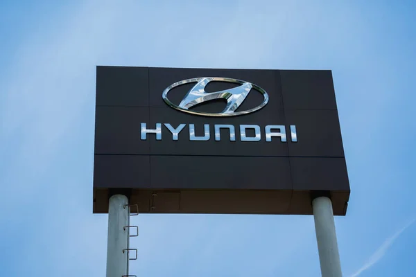 Phuket Thailand August 2022 Signboard Logo Hyundai Corporation Blue Sky — 스톡 사진