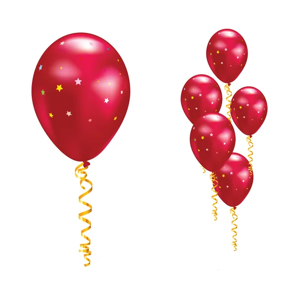 Balloons with stars and ribbons. — ストックベクタ
