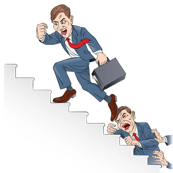 Empresario escalando la escalera corporativa — Vector de stock