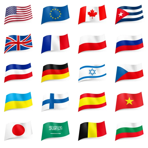 Ensemble vectoriel de drapeaux du monde — Image vectorielle