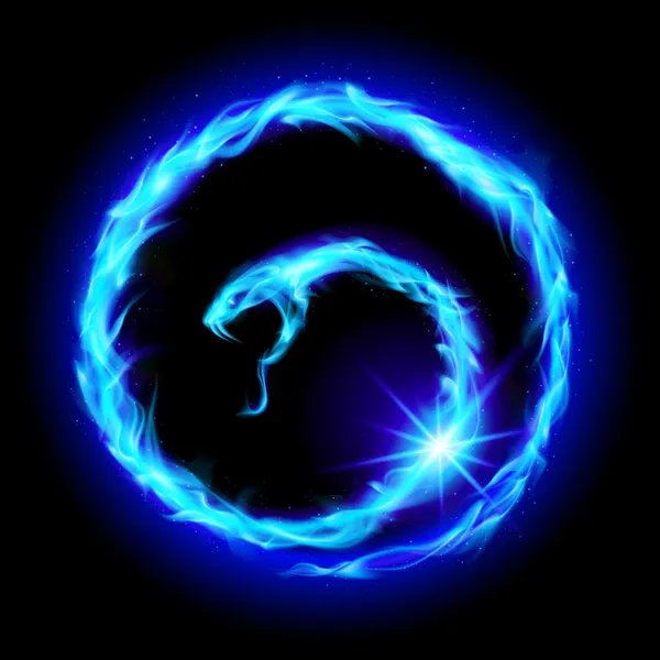 Illustration einer abstrakten Spiralschlange auf schwarzem Hintergrund — Stockvektor