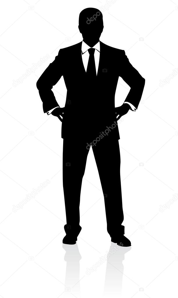 Business man in suit and tie silhouette. Vector illustration