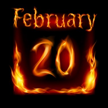 February in Calendar of Fire. Icon on black background clipart