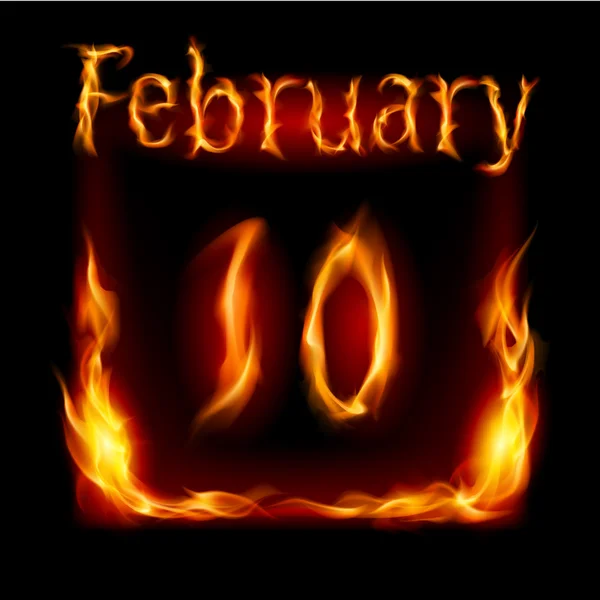 Февраль в Календаре огня. Икона на черном фоне — стоковый вектор
