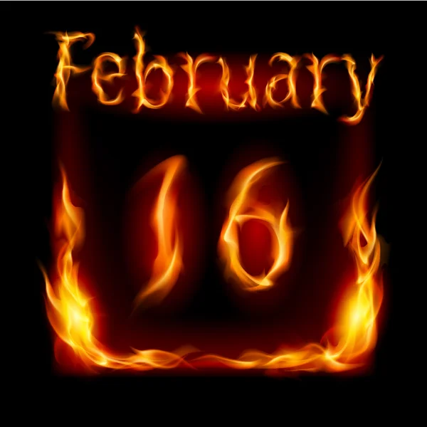 February in Calendar of Fire. Icon on black background — Stock Vector