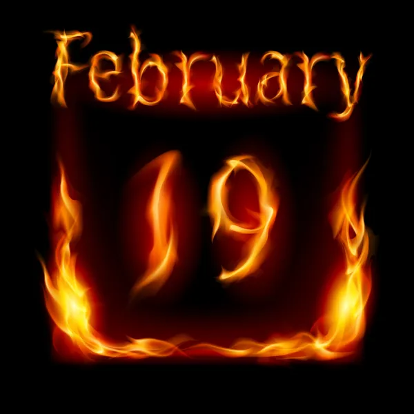 February in Calendar of Fire. Icon on black background — Stock Vector