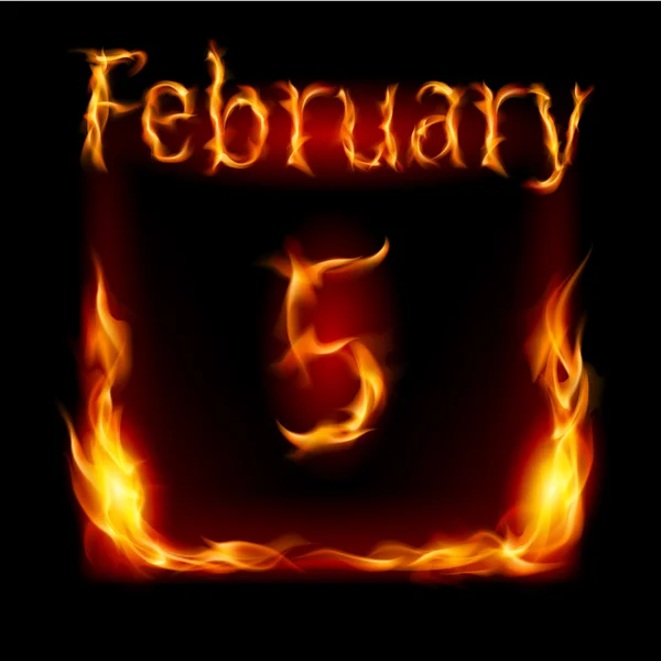 February in Calendar of Fire. Icon on black background — Stock Vector