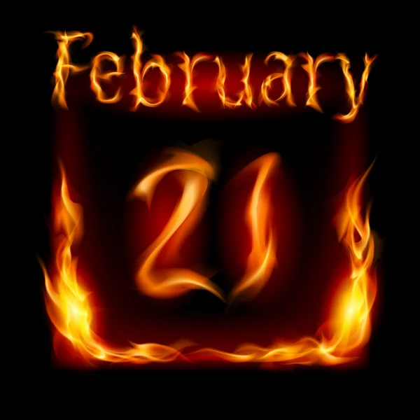 Февраль в Календаре огня. Икона на черном фоне — стоковый вектор