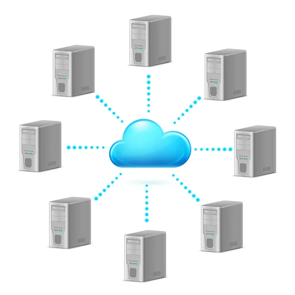 Cloud Computing. Illustration zum Design auf weißem Hintergrund — Stockvektor