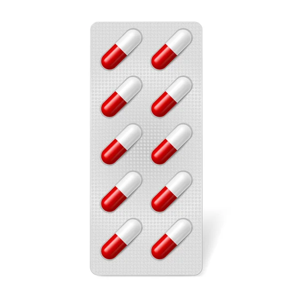 Een vector van een pil blisterverpakking met gel capsules — Stockvector