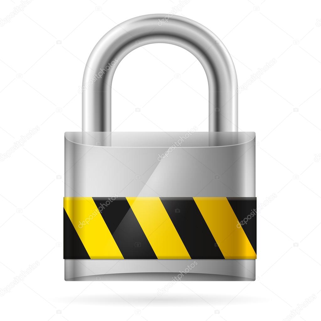 Vector illustration of security concept with locked pad lock