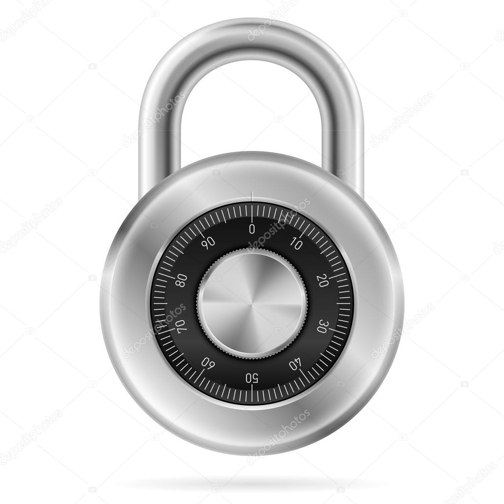 Vector illustration of security concept with locked combination pad lock