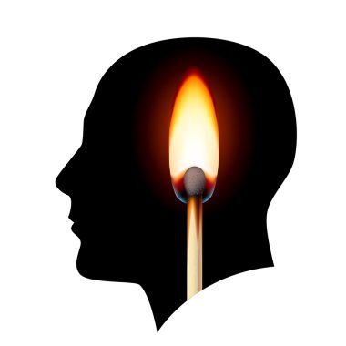 Creative ideas Burning match. Illustration on white clipart