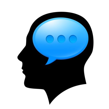 Kafasında SMS olan adam. Beyaz arkaplanda resim